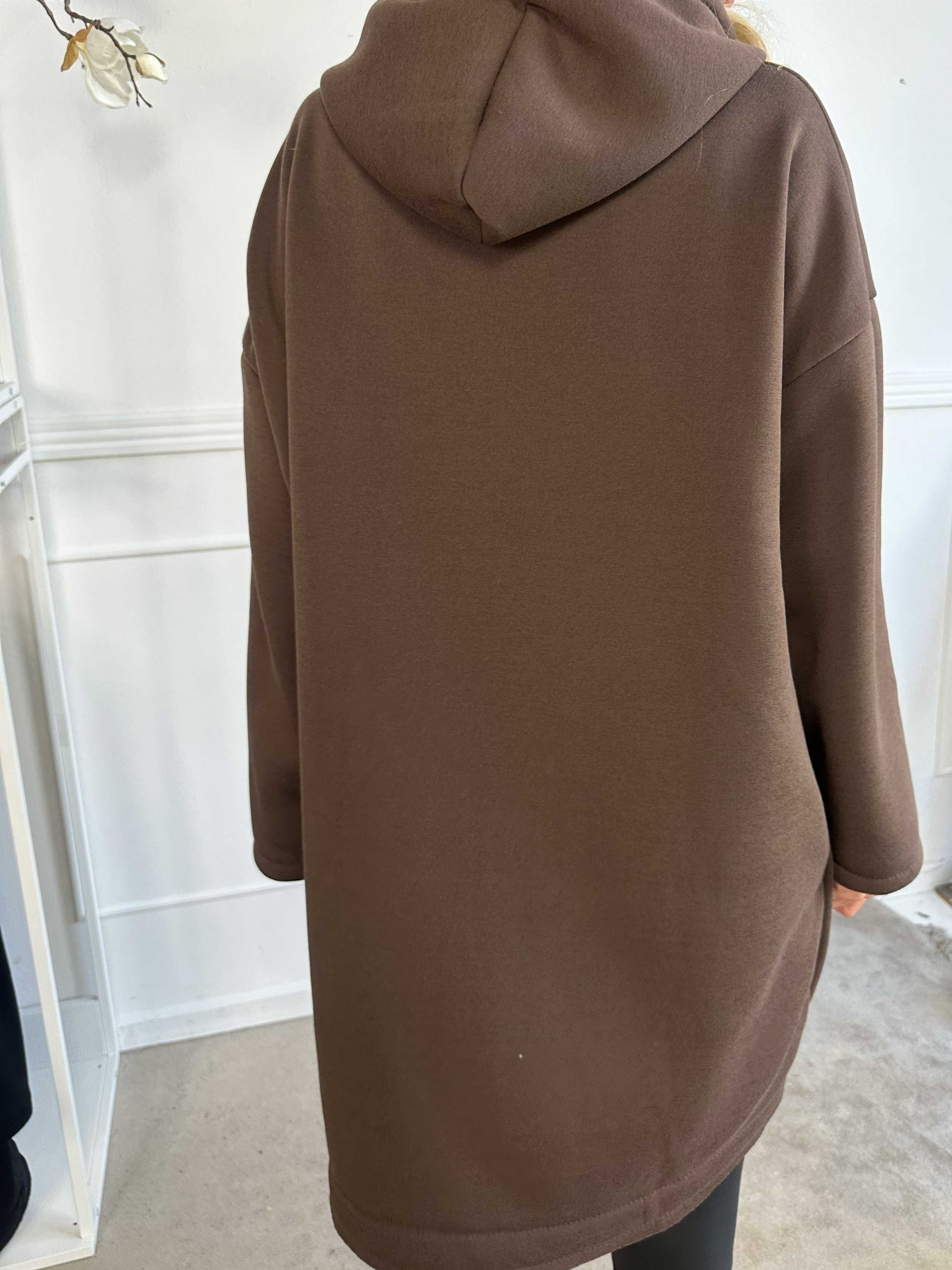 Adea - Mjuk hoodie med dragkedja och fuskpälskant